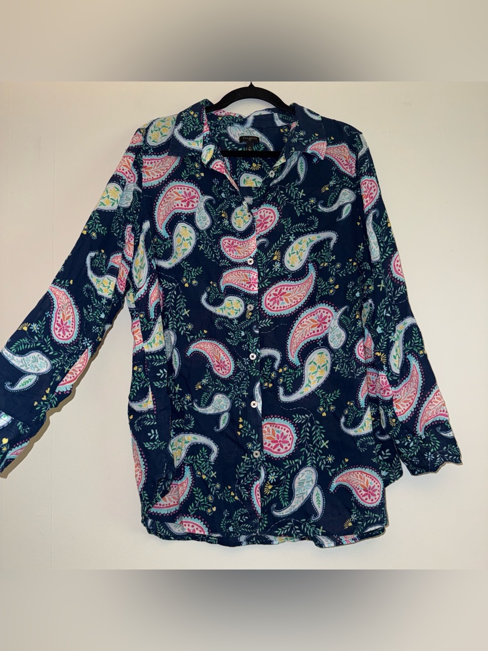 TALBOTS women’s  paisley button up shirt sz 1X ✨